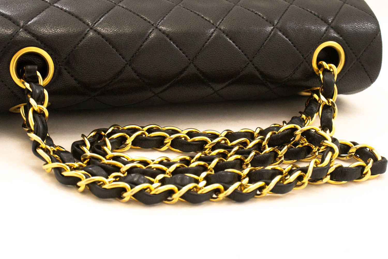 CHANEL Classic Double Flap 9" Chain Schoudertas Zwart Lamsleer aj4 hannari-shop