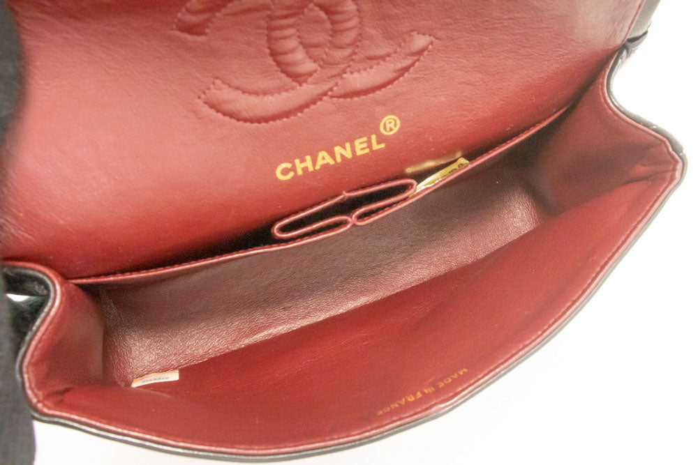 CHANEL Classic Double Flap 9" Chain Schoudertas Zwart Lamsleer aj4 hannari-shop