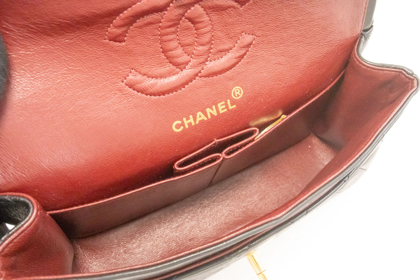 CHANEL Classic Double Flap 9" Chain Schoudertas Zwart Lamsleer aj4 hannari-shop
