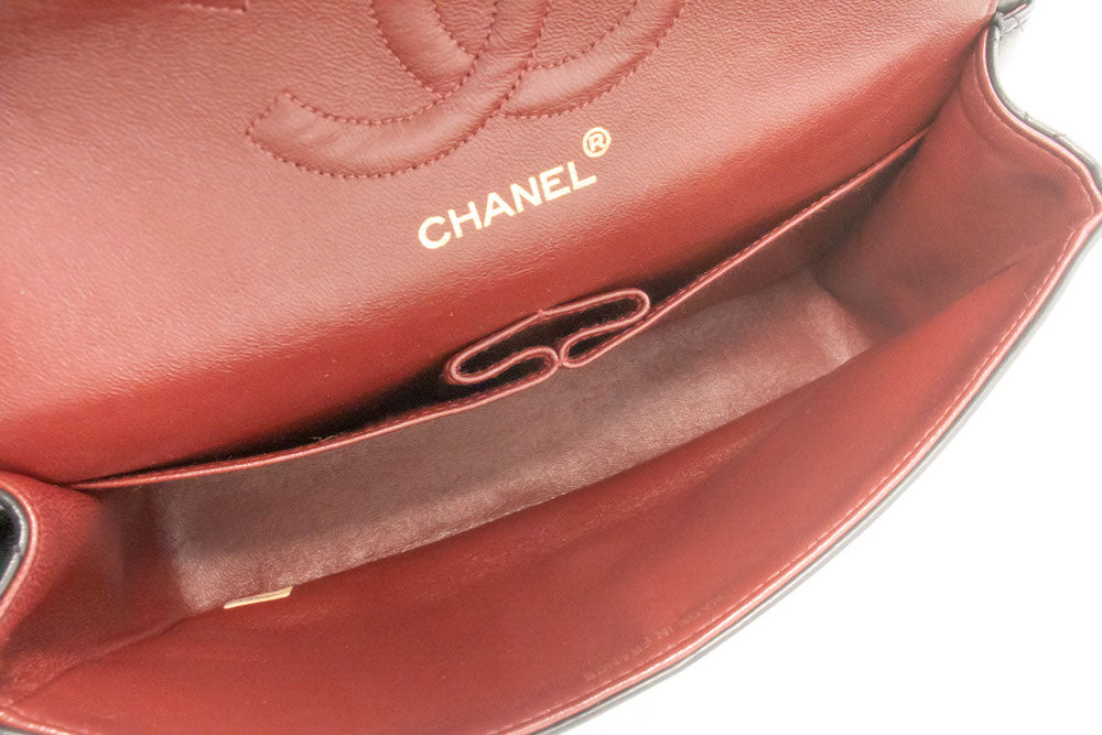 CHANEL Classic Double Flap 10" Chain Schoudertas Zwart Lamsleer aj5 hannari-shop
