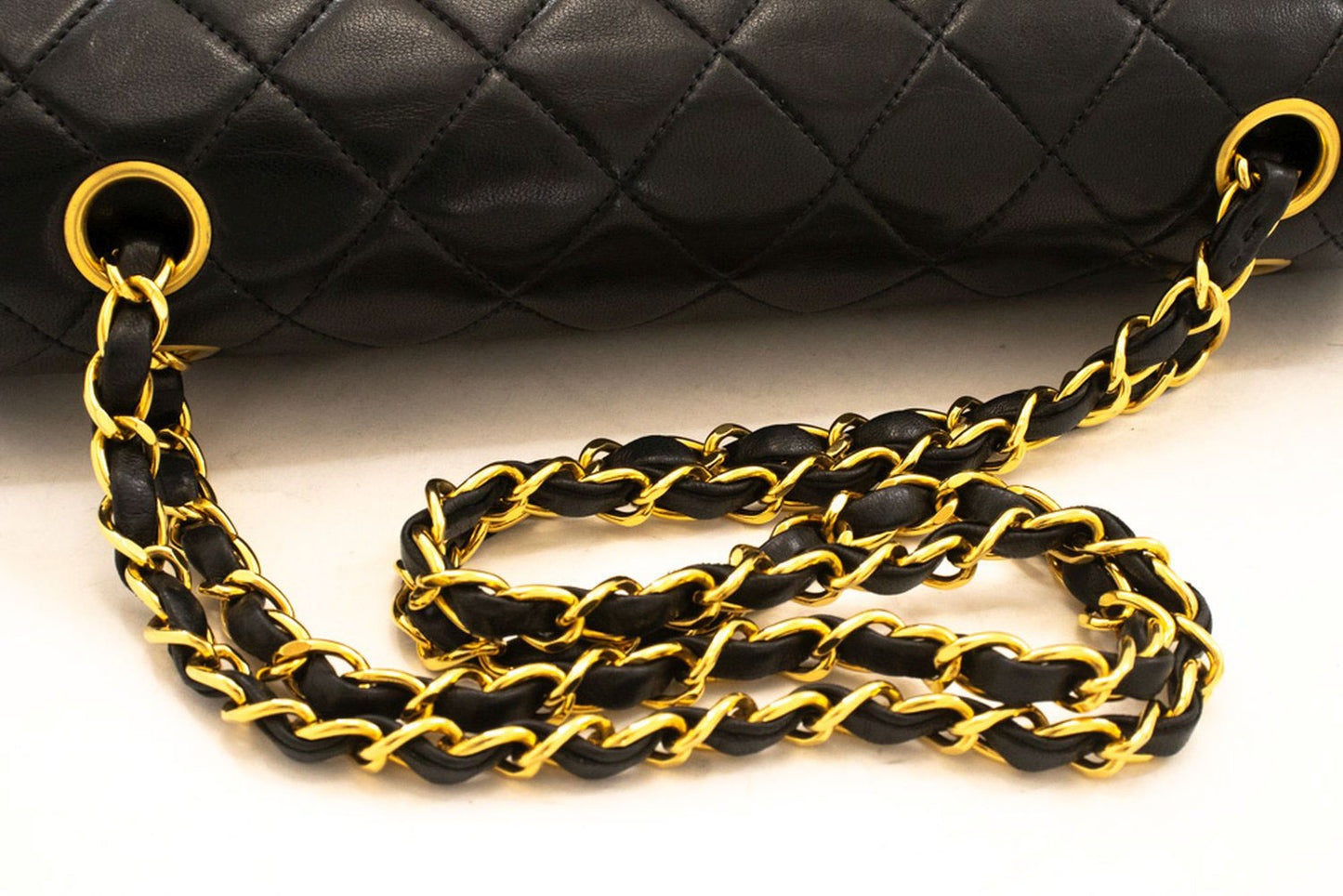 CHANEL Classic Double Flap 10" Chain Schoudertas Zwart Lamsleer aj8 hannari-shop