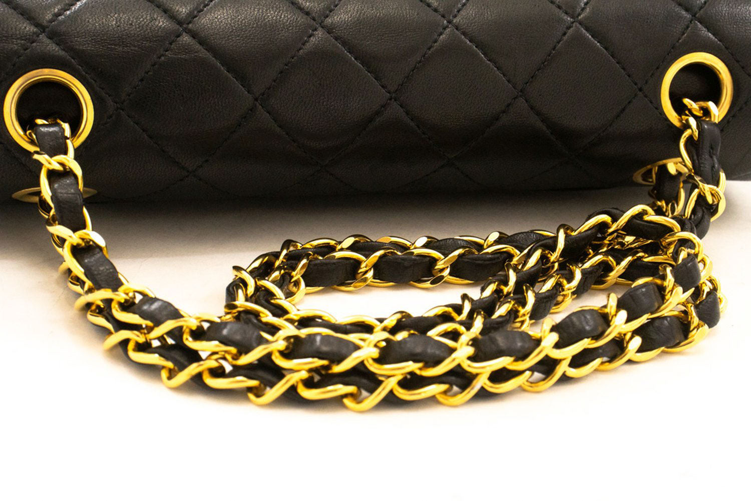 CHANEL Classic Double Flap 9" Chain Schoudertas Zwart Lamsleer aj7 hannari-shop