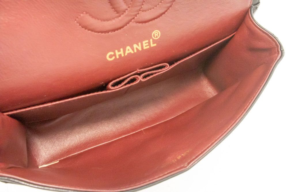 CHANEL Classic Double Flap 9" Chain Schoudertas Zwart Lamsleer aj7 hannari-shop