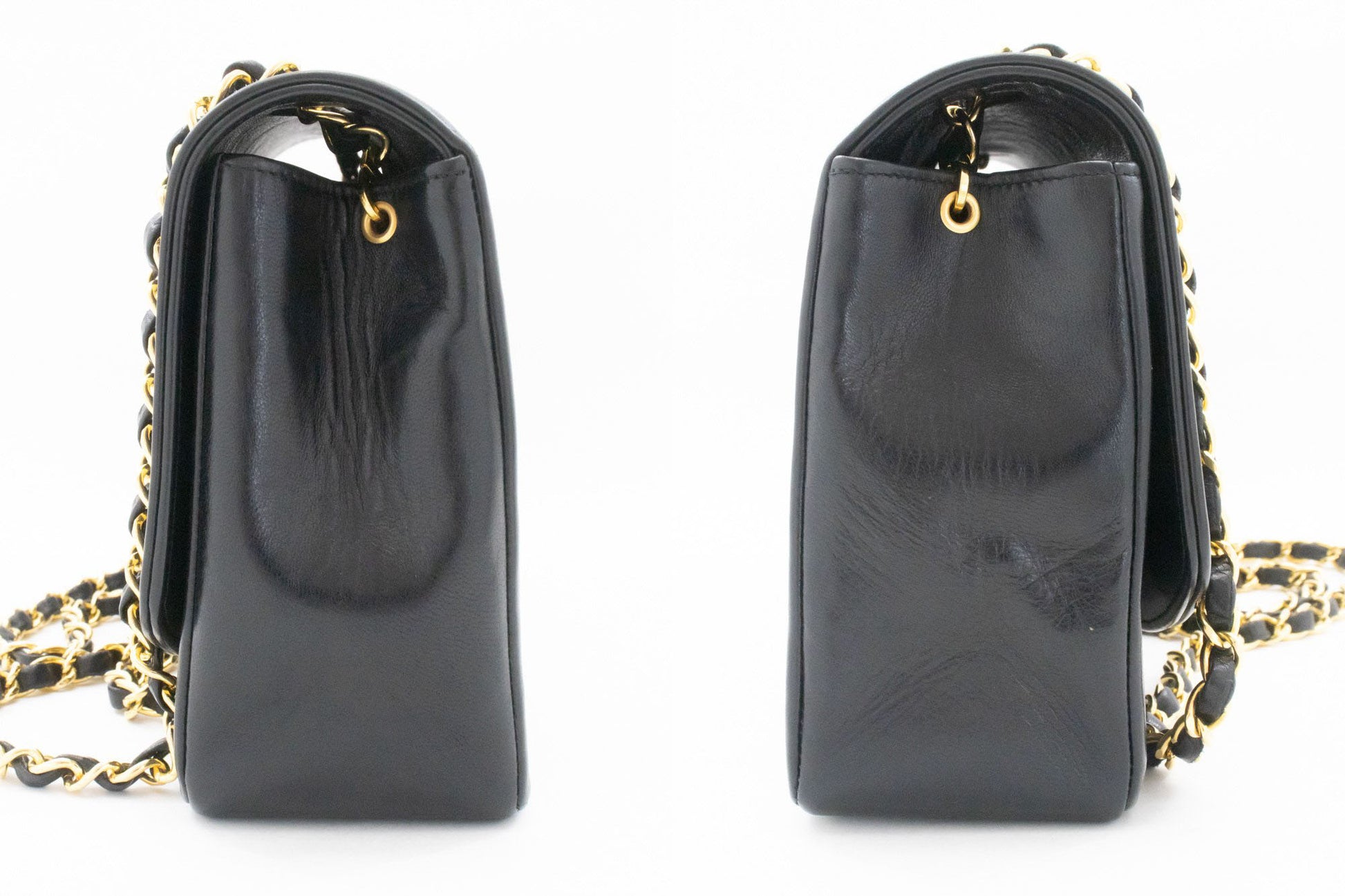 CHANEL Diana Flap Chain Schoudertas Zwart Gequilt Lamsschapenleer ak2 hannari-shop
