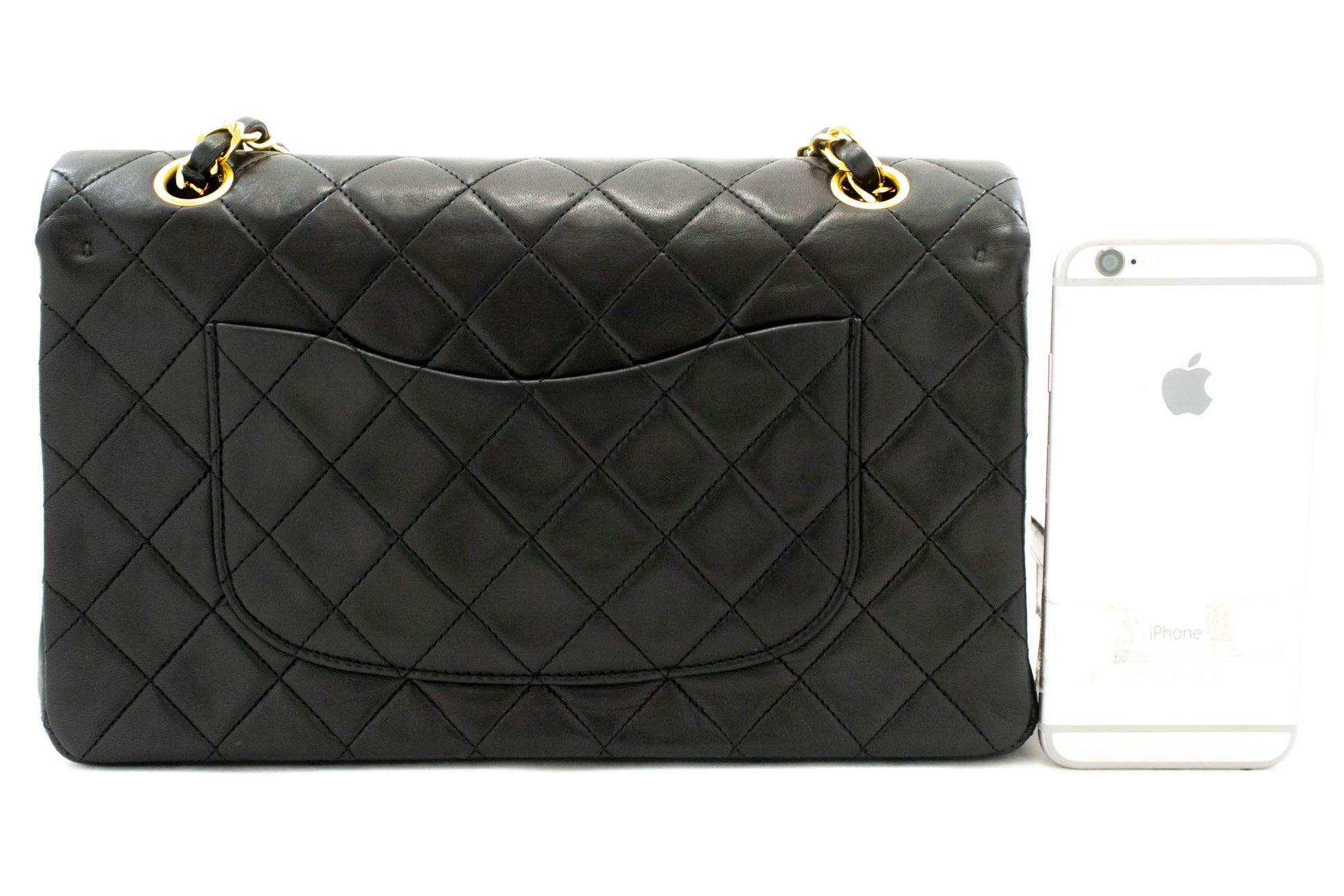 CHANEL Classic Double Flap 10" Chain Schoudertas Zwart Lamssuède ak3 hannari-shop
