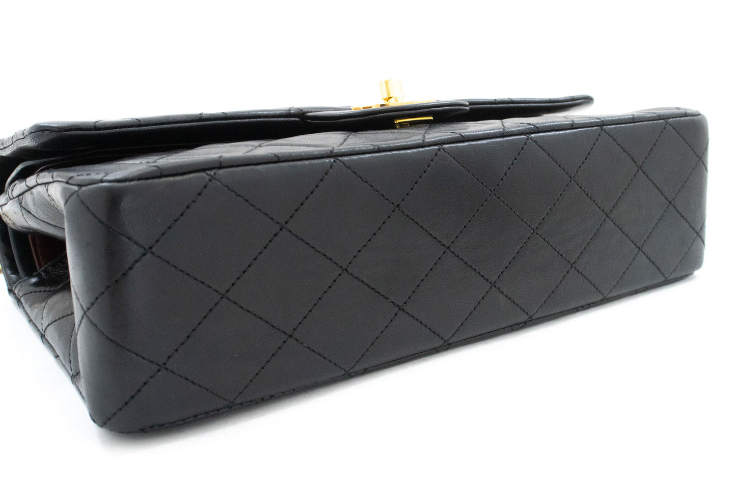 CHANEL Classic Double Flap 10" Chain Schoudertas Zwart Lamssuède ak3 hannari-shop