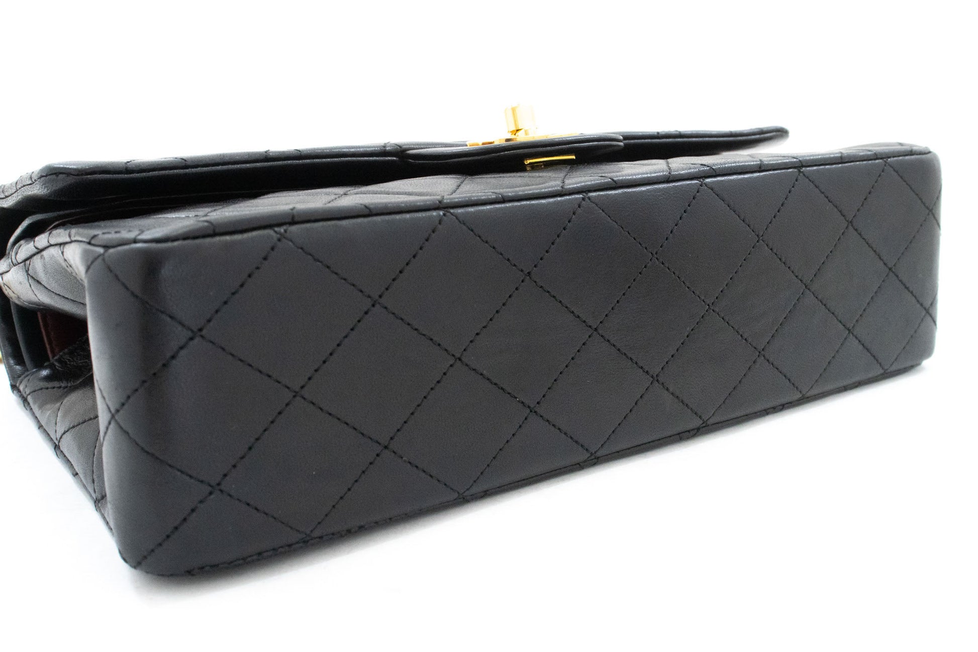 CHANEL Classic Double Flap 10" Chain Schoudertas Zwart Lamssuède ak3 hannari-shop
