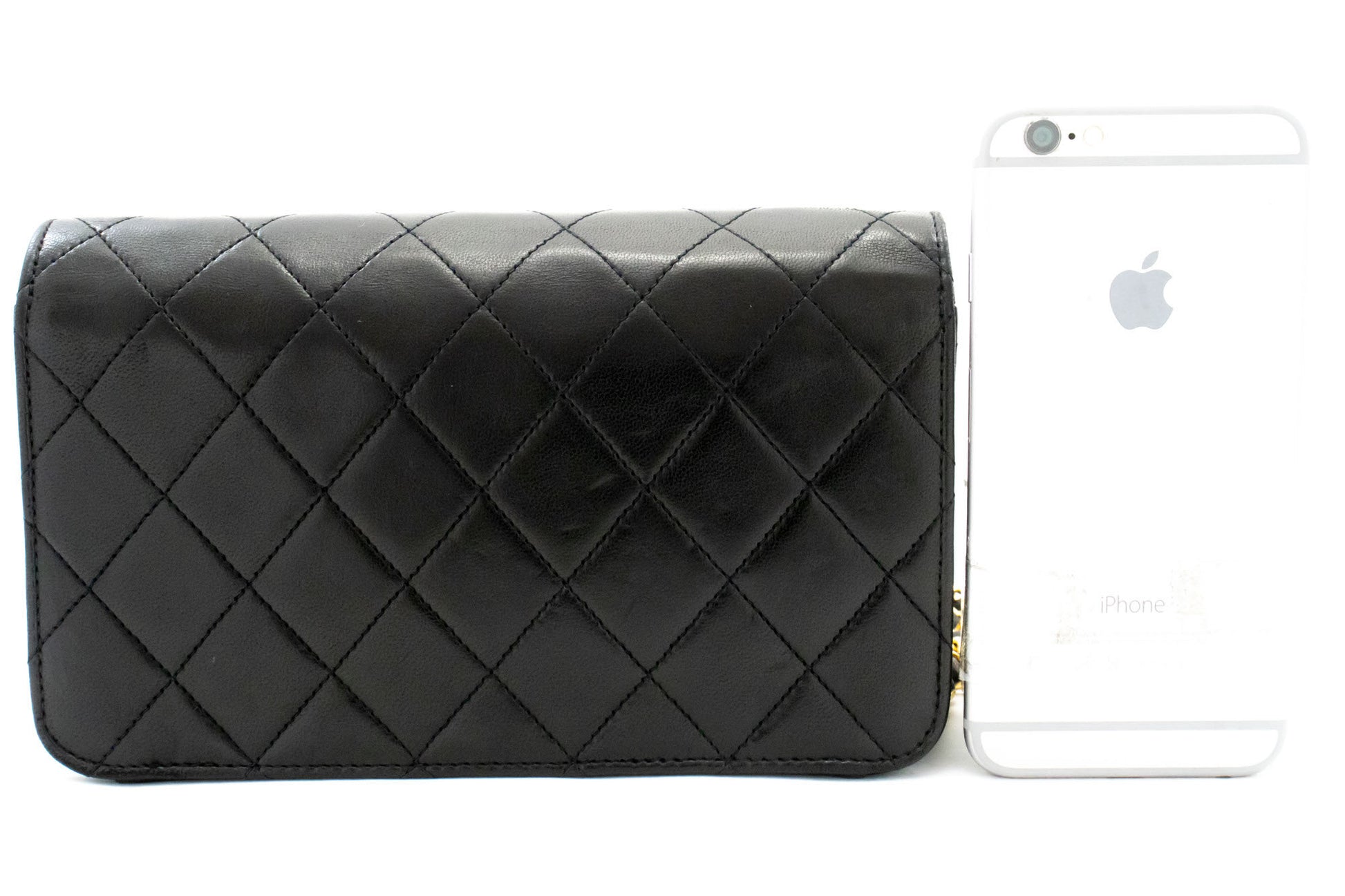 CHANEL Full Flap Small Chain Shoulder Bag Clutch Black Quilted aj2 hannari-shop