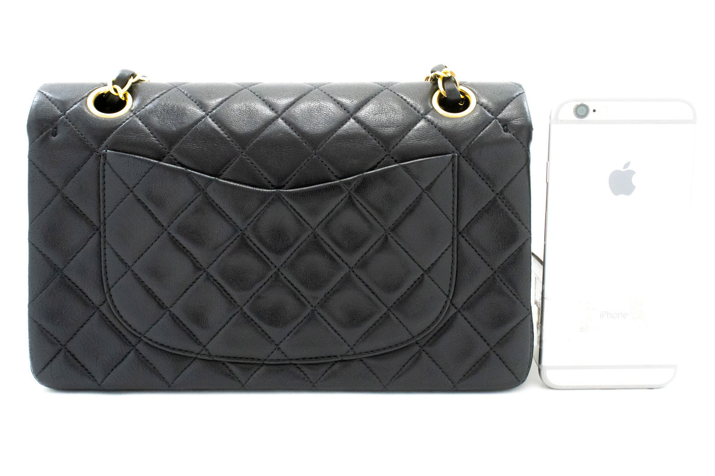 CHANEL Classic Double Flap 9" Chain Schoudertas Zwart Lamsleer aj4 hannari-shop