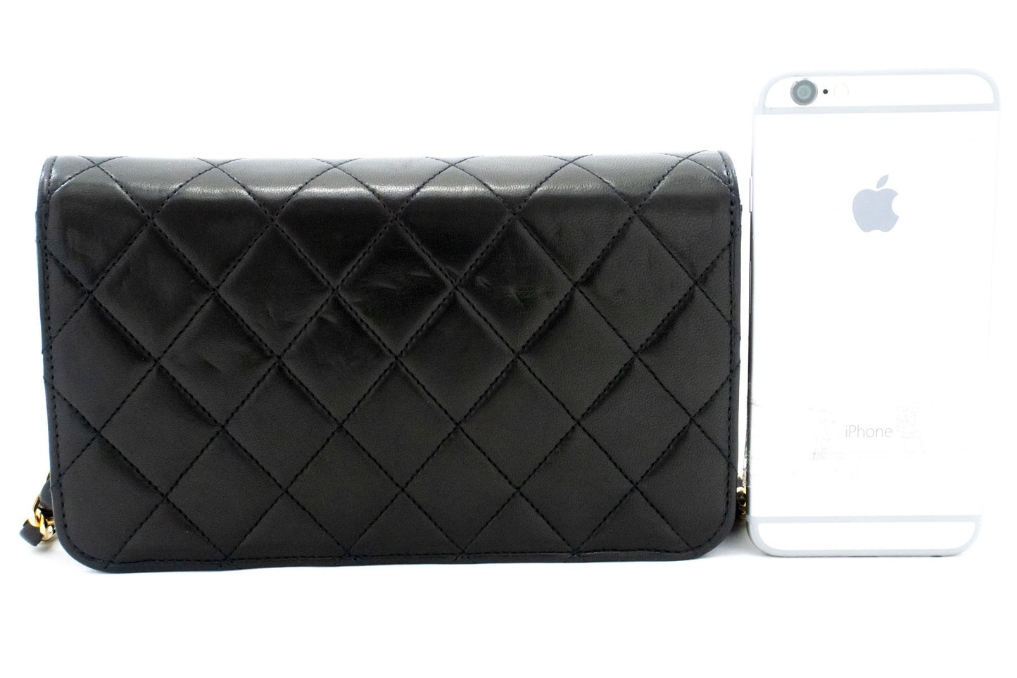 CHANEL Full Flap Small Chain Shoulder Bag Clutch Black Quilted aj1 hannari-shop