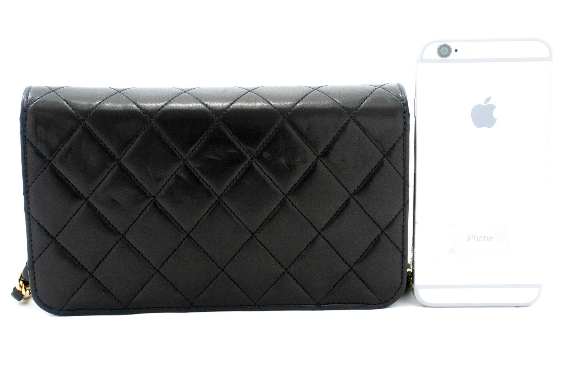 CHANEL Full Flap Small Chain Shoulder Bag Clutch Black Quilted aj1 hannari-shop