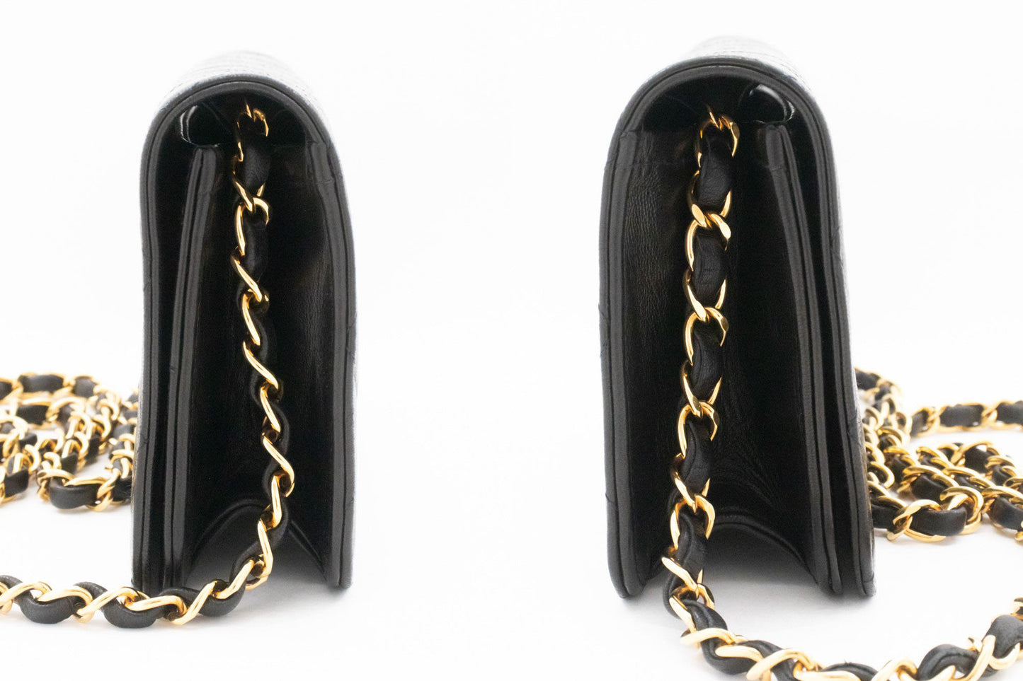 CHANEL Full Flap Small Chain Shoulder Bag Clutch Black Quilted aj1 hannari-shop