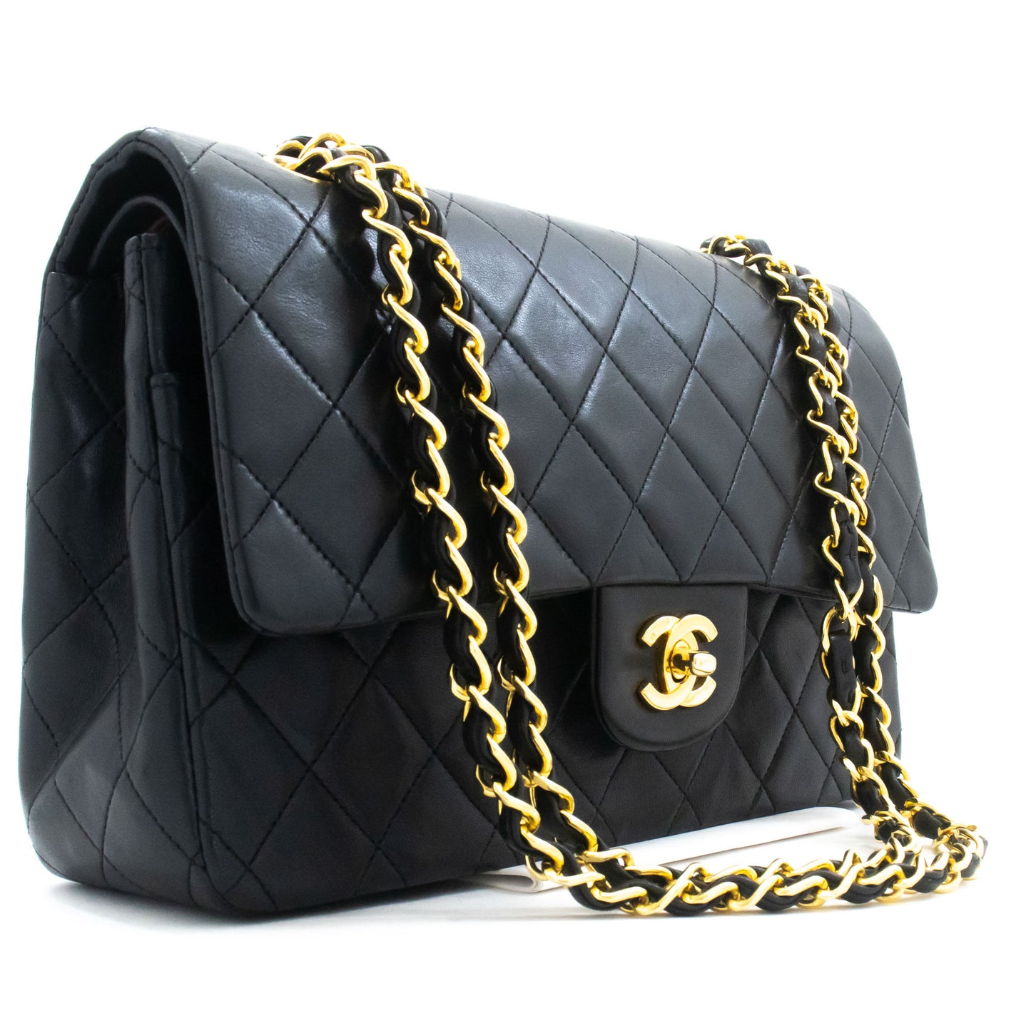 CHANEL Classic Double Flap 10" Chain Schoudertas Zwart Lamsleer aj5 hannari-shop