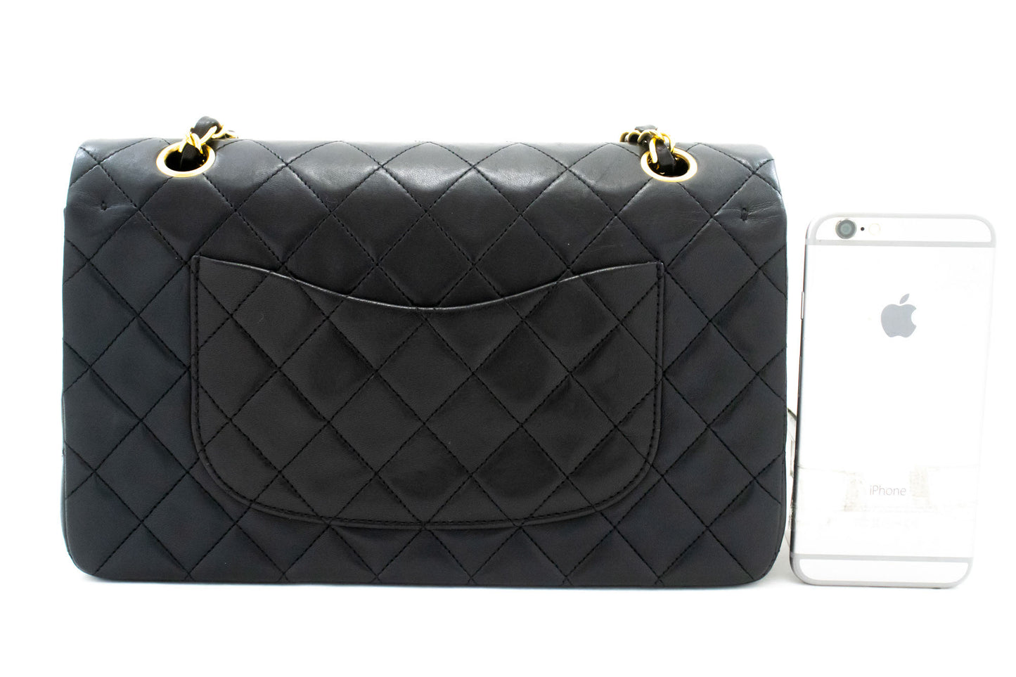 CHANEL Classic Double Flap 10" Chain Schoudertas Zwart Lamsleer aj5 hannari-shop