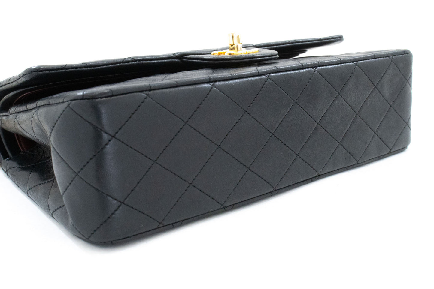 CHANEL Classic Double Flap 10" Chain Schoudertas Zwart Lamsleer aj5 hannari-shop