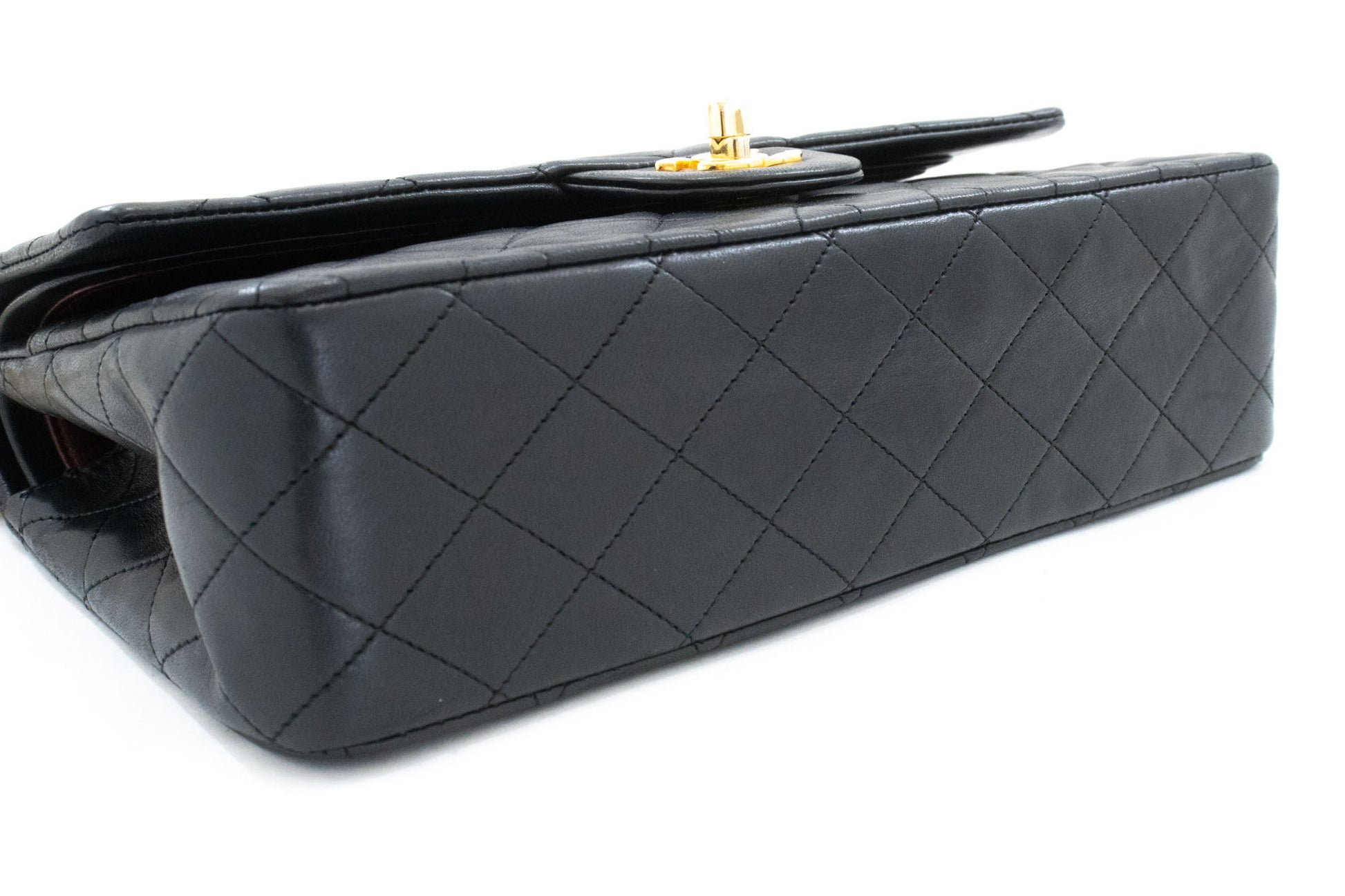 CHANEL Classic Double Flap 10" Chain Schoudertas Zwart Lamsleer aj5 hannari-shop