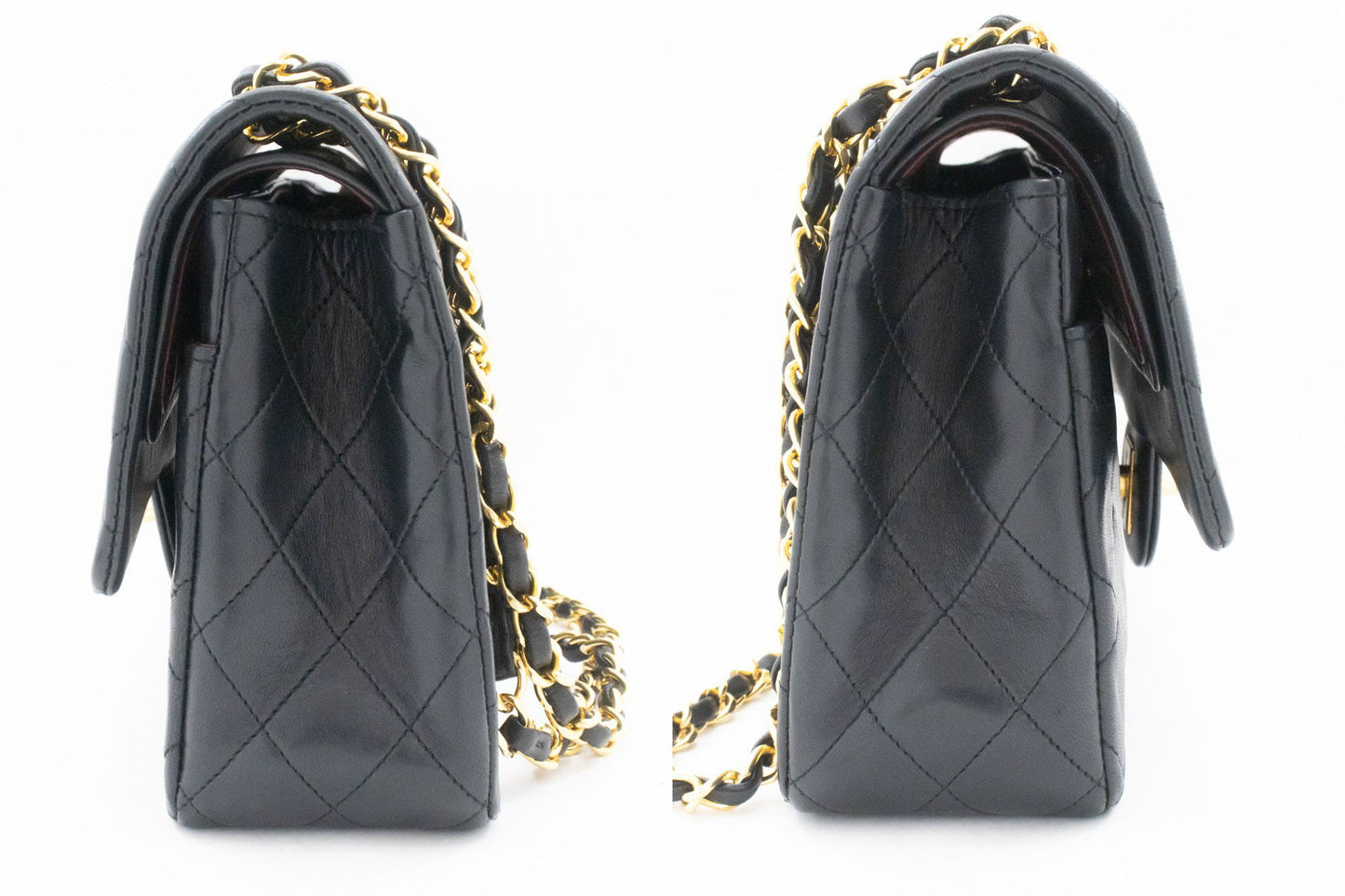 CHANEL Classic Double Flap 10" Chain Schoudertas Zwart Lamsleer aj5 hannari-shop