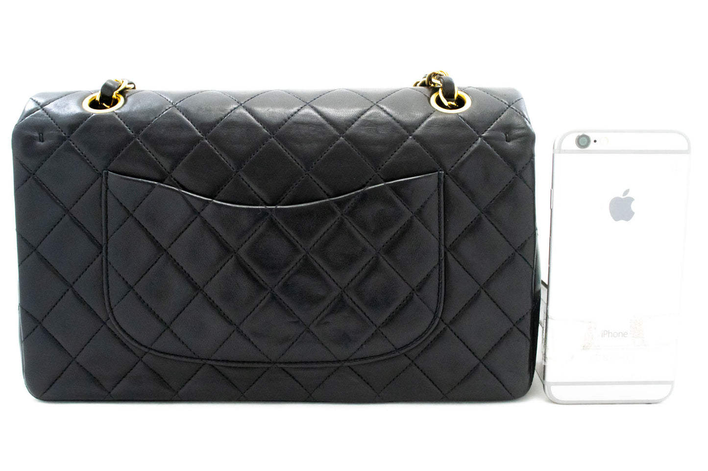 CHANEL Classic Double Flap 10" Chain Schoudertas Zwart Lamsleer aj8 hannari-shop