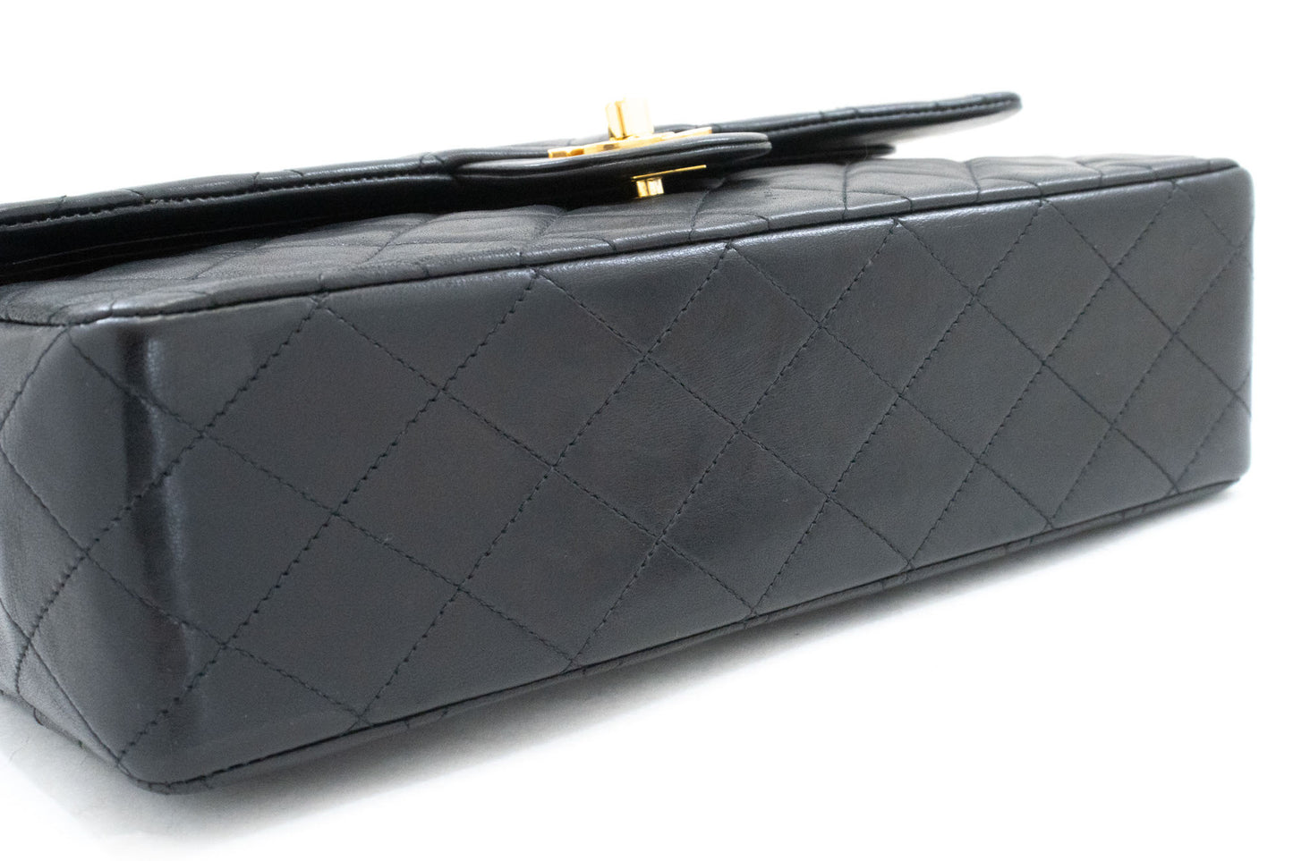 CHANEL Classic Double Flap 10" Chain Schoudertas Zwart Lamsleer aj8 hannari-shop