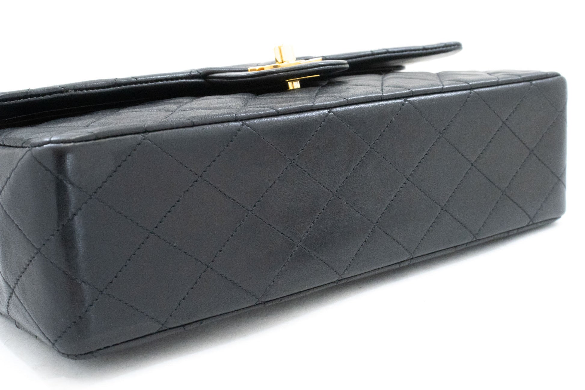 CHANEL Classic Double Flap 10" Chain Schoudertas Zwart Lamsleer aj8 hannari-shop