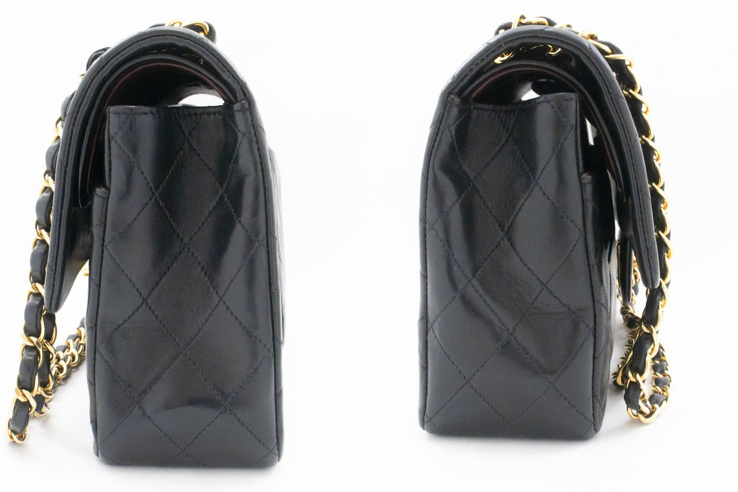 CHANEL Classic Double Flap 10" Chain Schoudertas Zwart Lamsleer aj8 hannari-shop