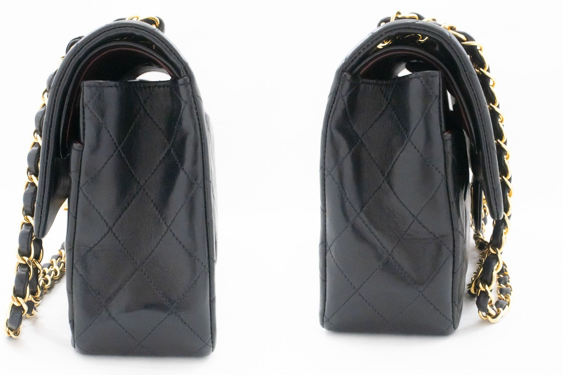 CHANEL Classic Double Flap 10" Chain Schoudertas Zwart Lamsleer aj8 hannari-shop