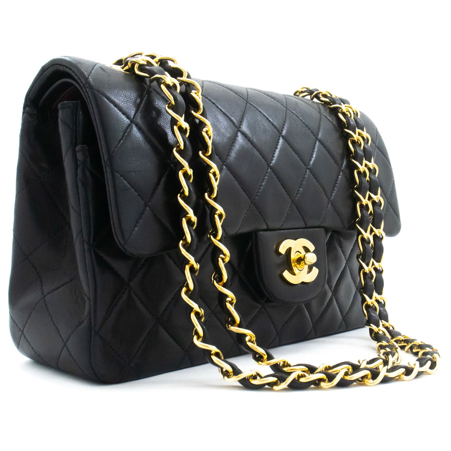 CHANEL Classic Double Flap 9" Chain Schoudertas Zwart Lamsleer aj7 hannari-shop
