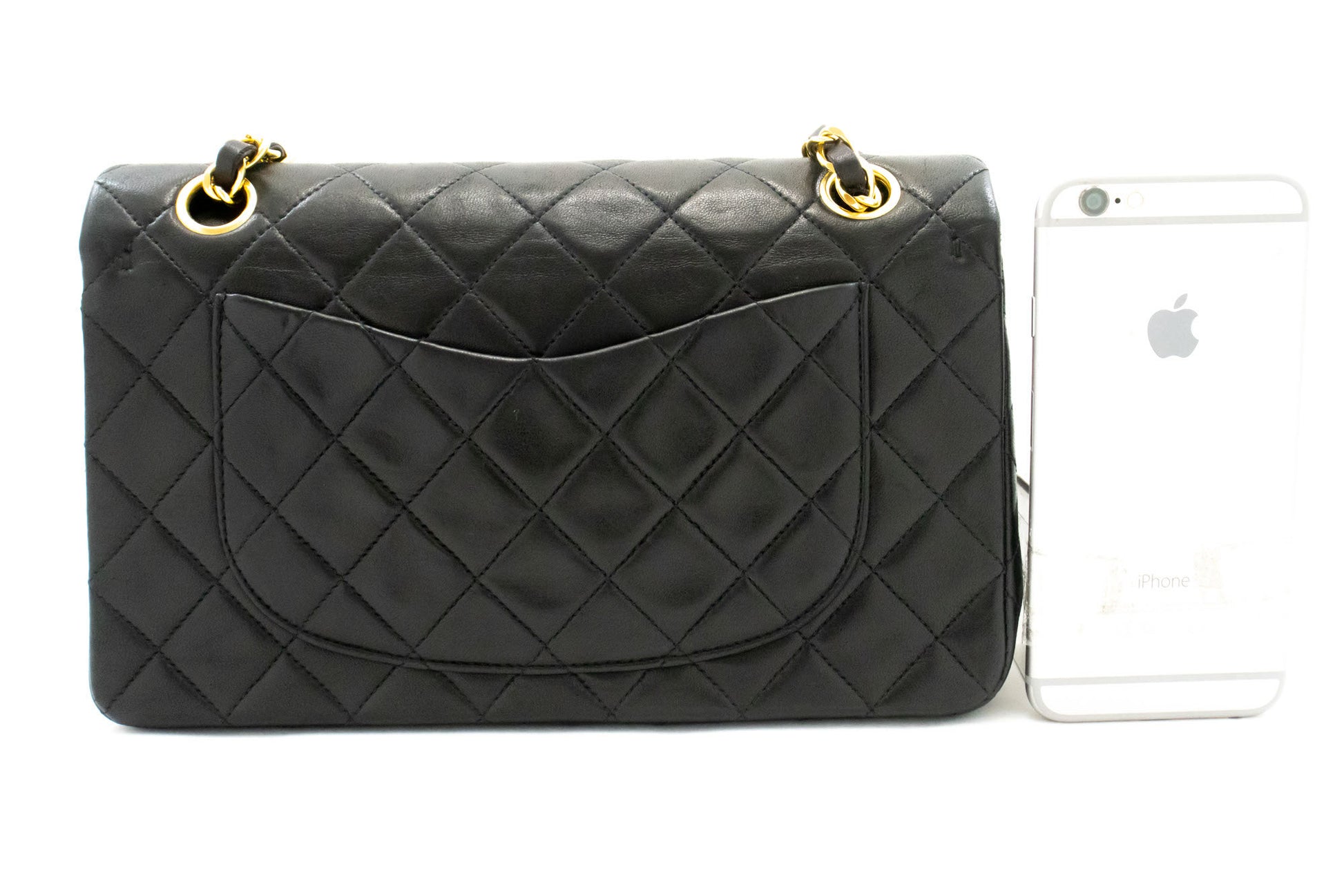 CHANEL Classic Double Flap 9" Chain Schoudertas Zwart Lamsleer aj7 hannari-shop