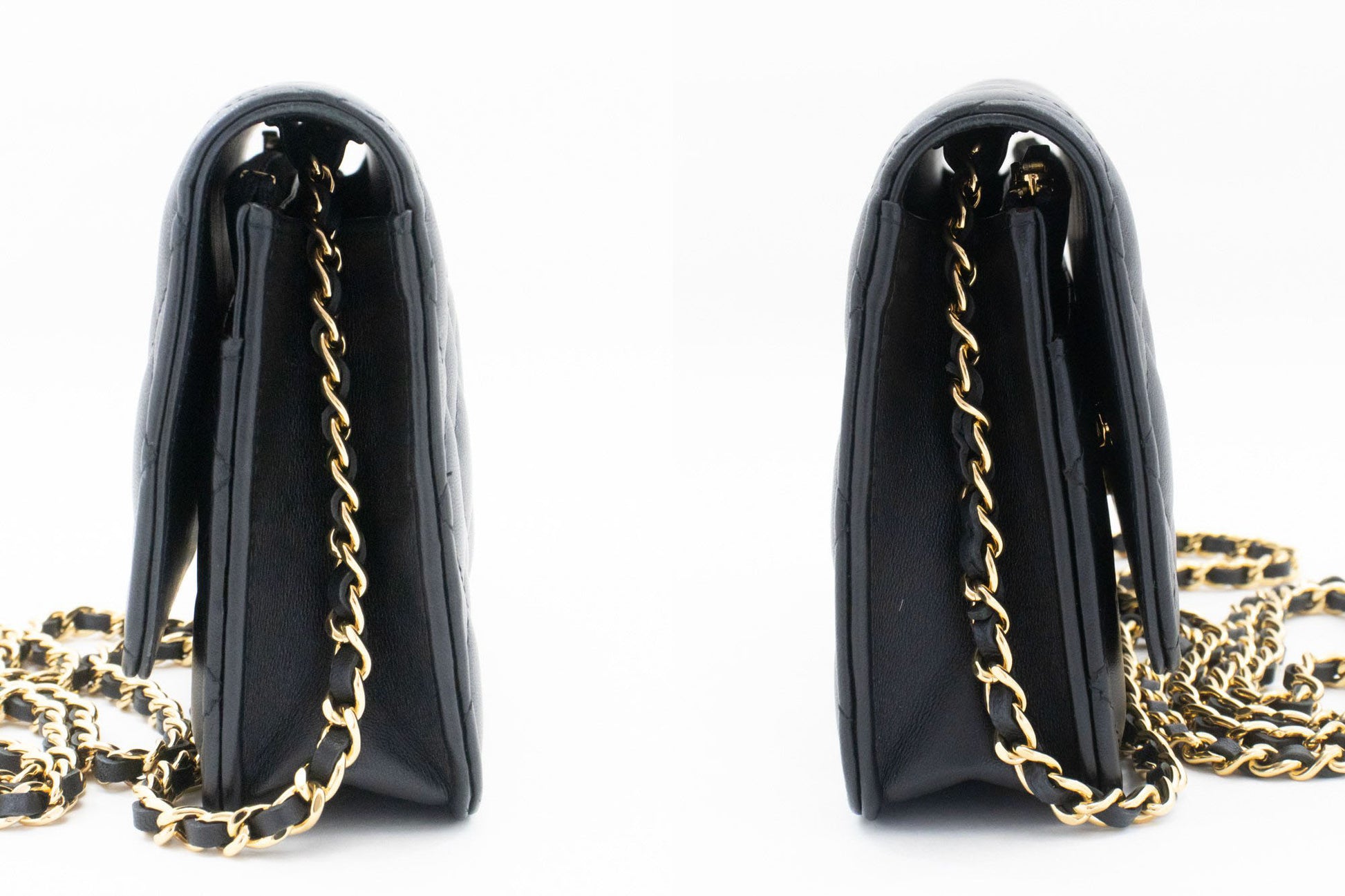 CHANEL Black Classic Wallet On Chain WOC Shoulder Bag Crossbody ae8 hannari-shop