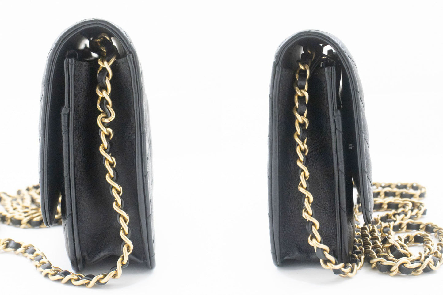 CHANEL V-Stitch Portemonnee Op Ketting WOC Ketting Schoudertas ab2 hannari-shop
