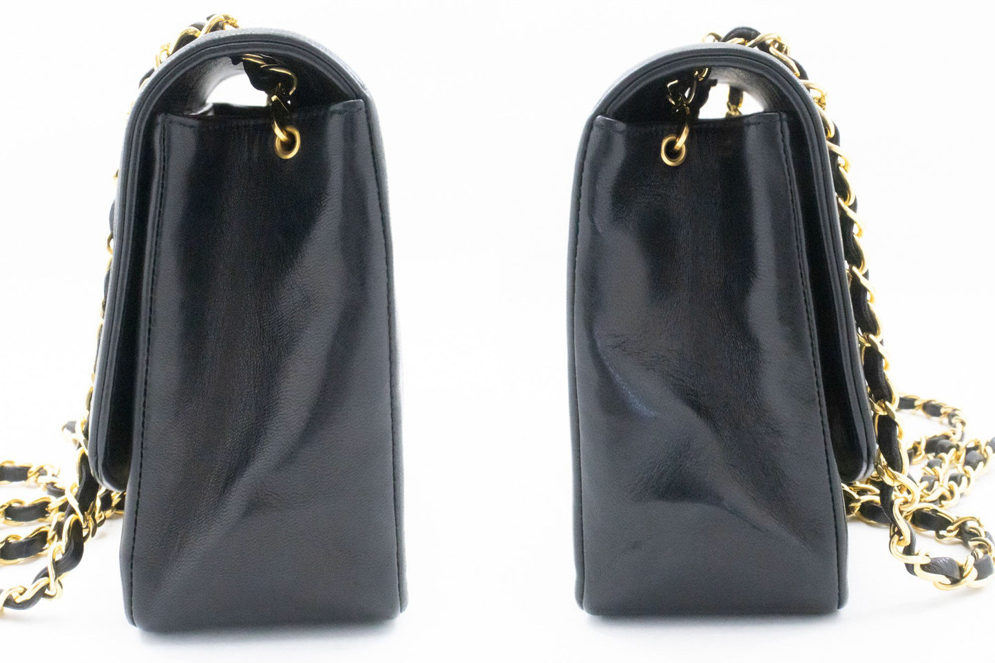 CHANEL Diana Flap Chain Shoulder Bag Black Quilted Lambskin Purse ah1 hannari-shop