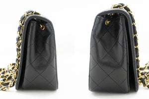 CHANEL Full Flap Chain Shoulder Bag Black Quilted Lambskin Leather p07 hannari-shop