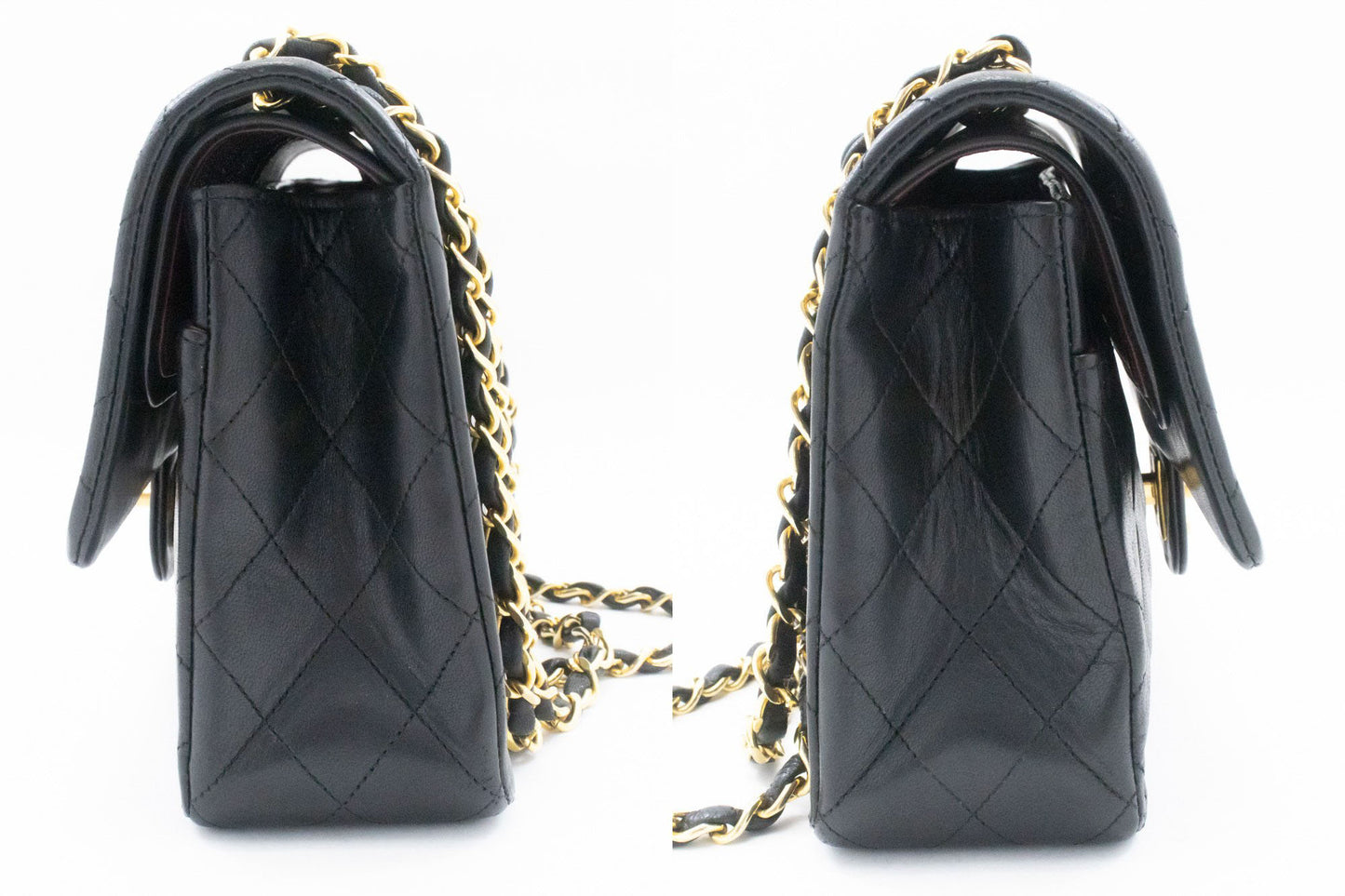 CHANEL Classic Double Flap 10" Chain Schoudertas Zwart Lamsleer ag5 hannari-shop