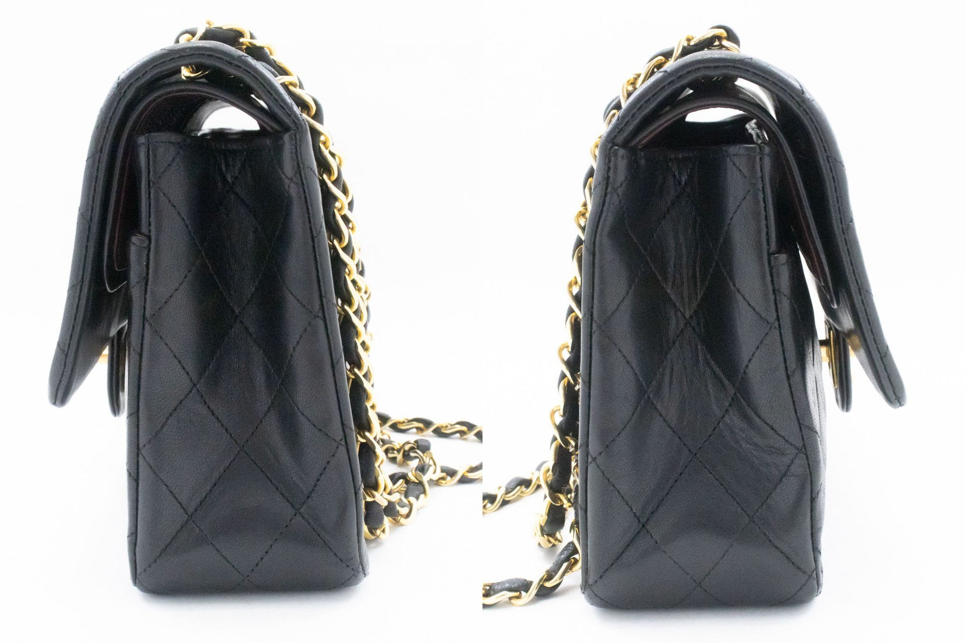 CHANEL Classic Double Flap 10" Chain Schoudertas Zwart Lamsleer ag5 hannari-shop