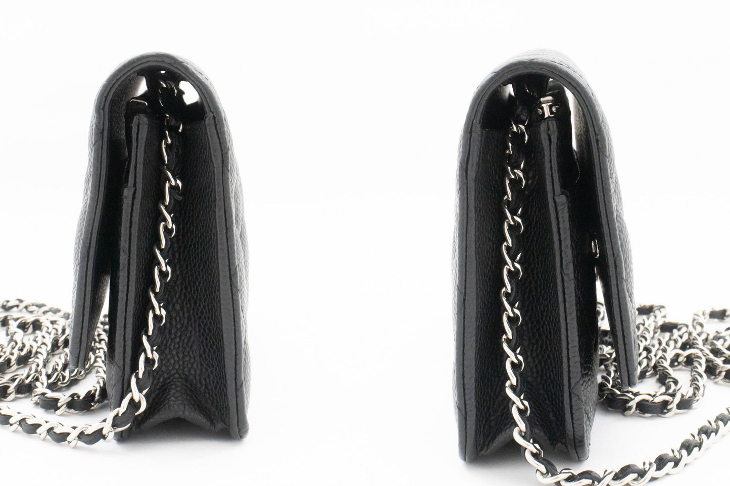 CHANEL Grained Calfskin Wallet On Chain WOC Black Shoulder Bag ag2 hannari-shop