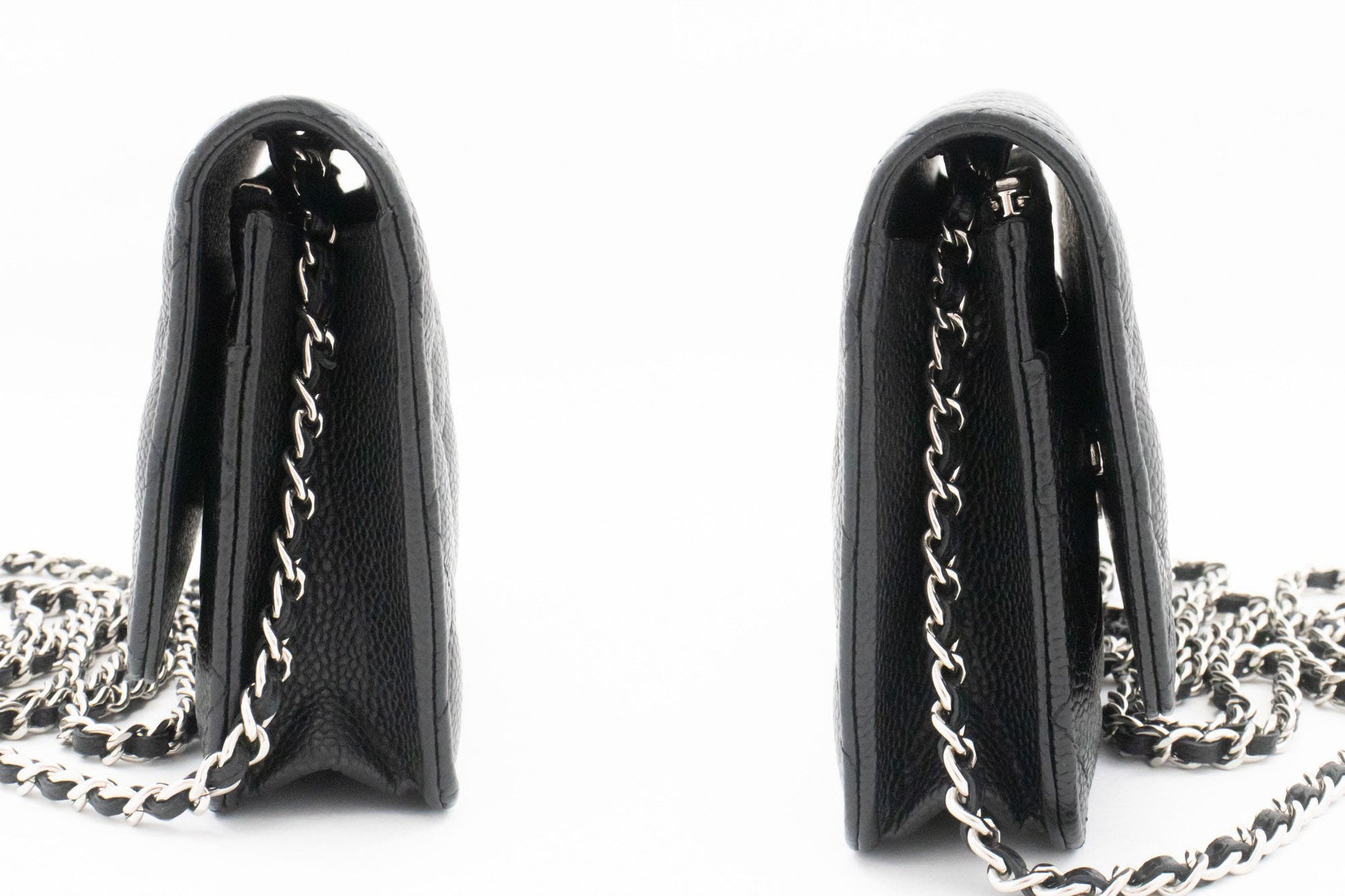 CHANEL Grained Calfskin Wallet On Chain WOC Black Shoulder Bag ag2 hannari-shop