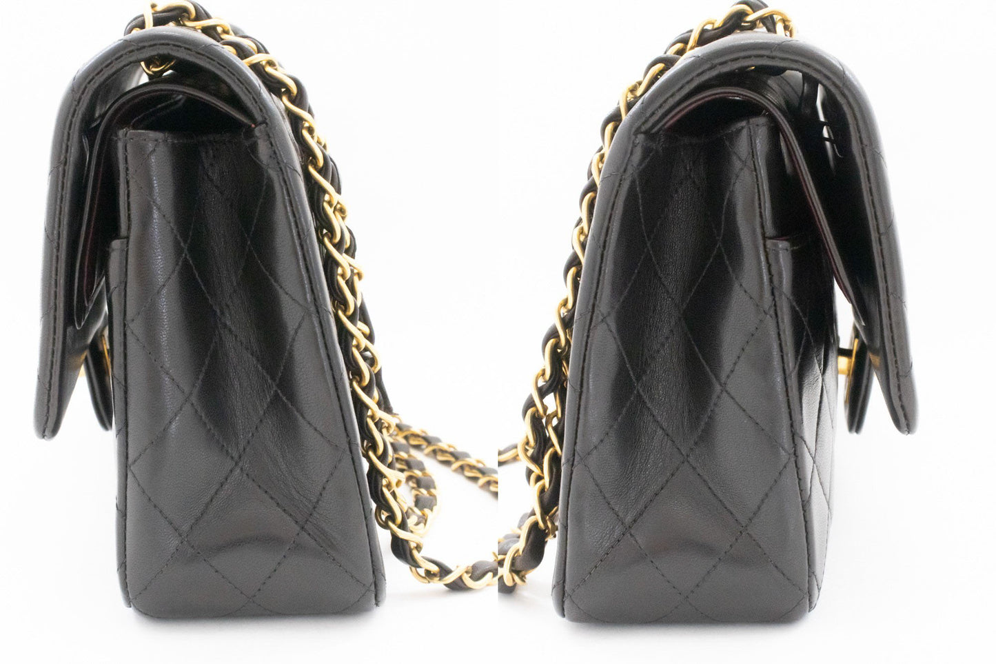 CHANEL Classic Double Flap 10" Chain Schoudertas Zwart Lamsleer ak4 hannari-shop