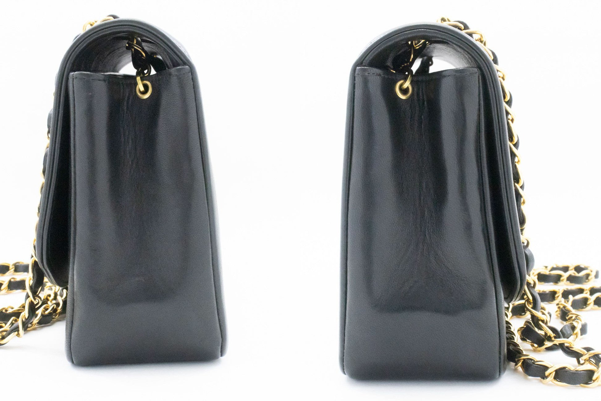 CHANEL Diana Flap Chain Schoudertas Zwart Gewatteerd Lamsleer Portemonnee ah2 hannari-shop