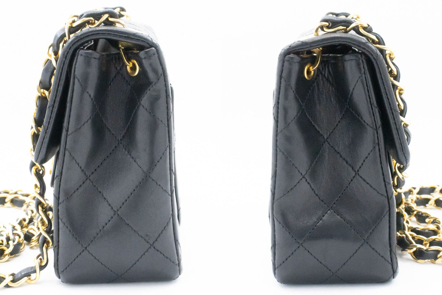 CHANEL Mini Square Small Chain Schoudertas Crossbody Zwart Lamsleer ag9 hannari-shop