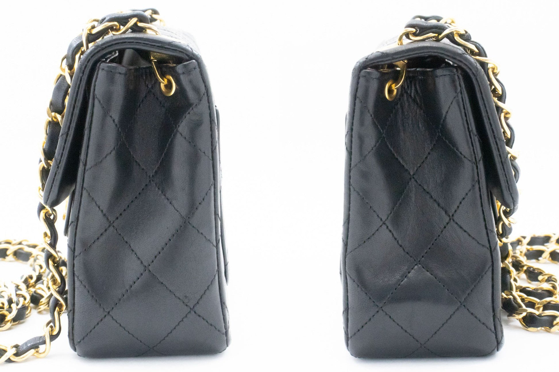 CHANEL Mini Square Small Chain Schoudertas Crossbody Zwart Lamsleer ag9 hannari-shop