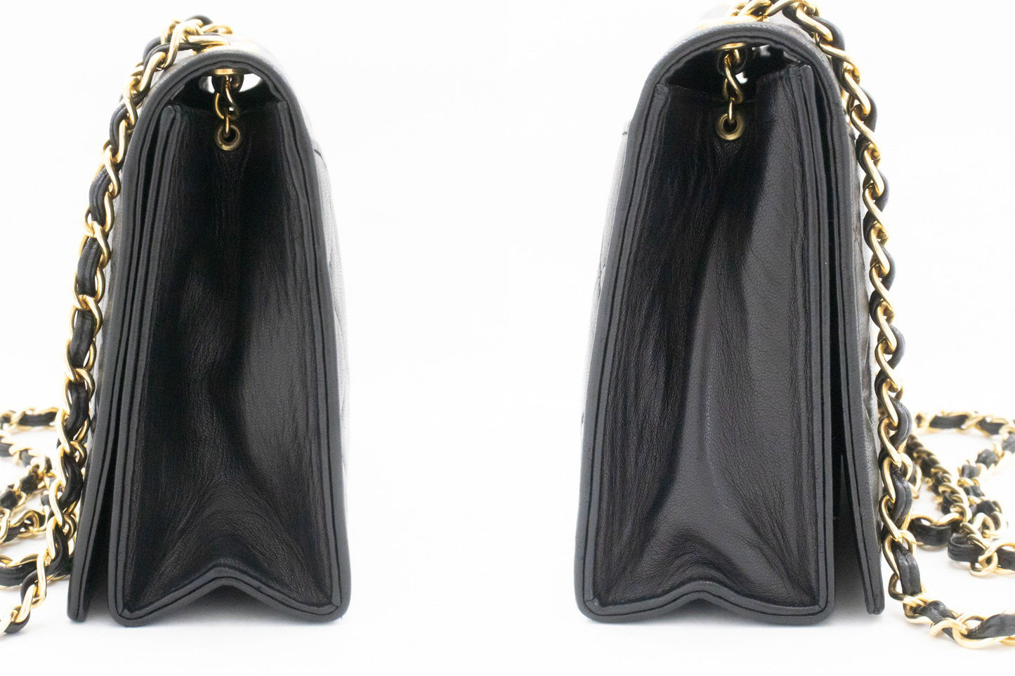 CHANEL Vintage Full Flap Small Chain Shoulder Bag Black Quilted ah6 hannari-shop