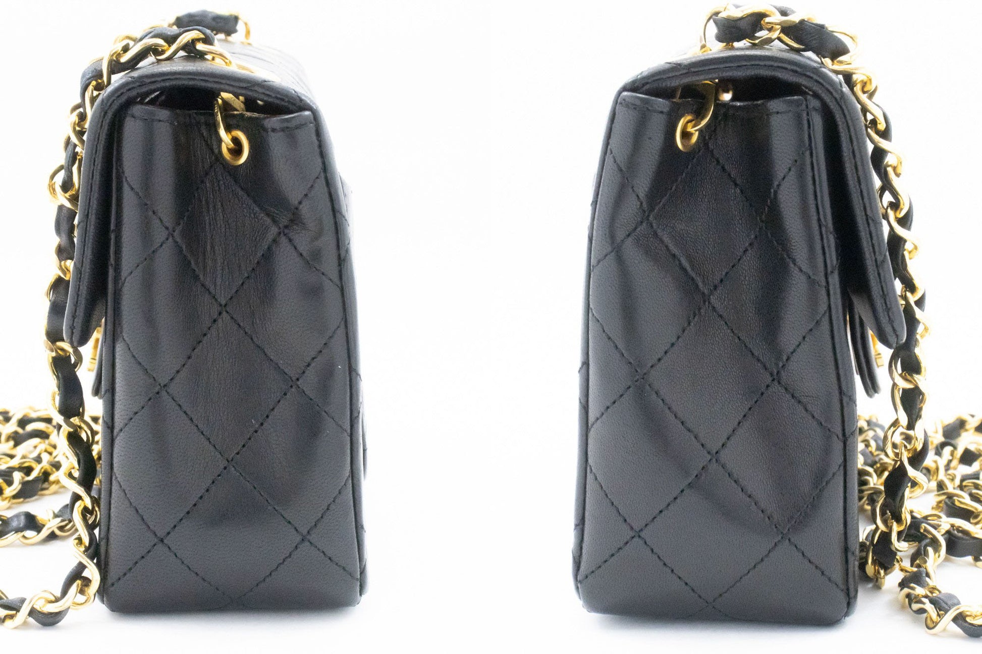 CHANEL Mini Square Kleine Chain Shoulder Bag Crossbody Zwart Lam ag7 hannari-shop