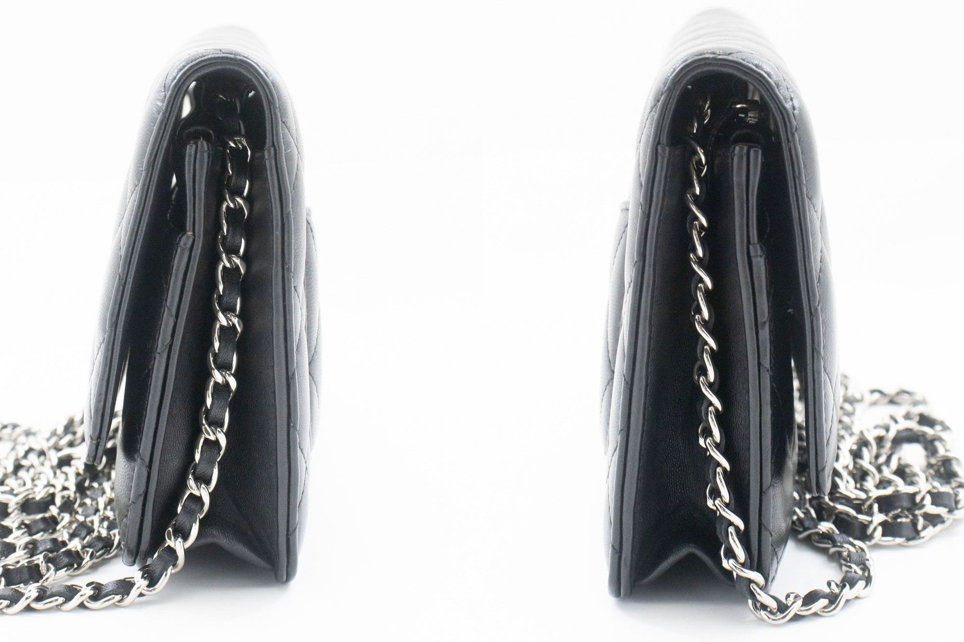 CHANEL Zwarte Classic Wallet On Chain WOC Schoudertas Lamsleer ab8 hannari-shop