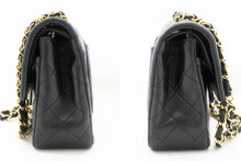 CHANEL Classic Double Flap 9" Chain Shoulder Bag Black Lambskin p57 hannari-shop