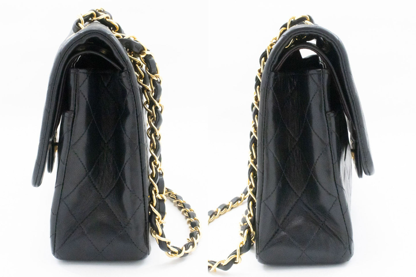 CHANEL Classic Double Flap 10" Chain Schoudertas Zwart Lamsleer ag1 hannari-shop