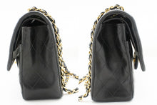 CHANEL Classic Double Flap 10" Chain Shoulder Bag Black Lambskin p81 hannari-shop