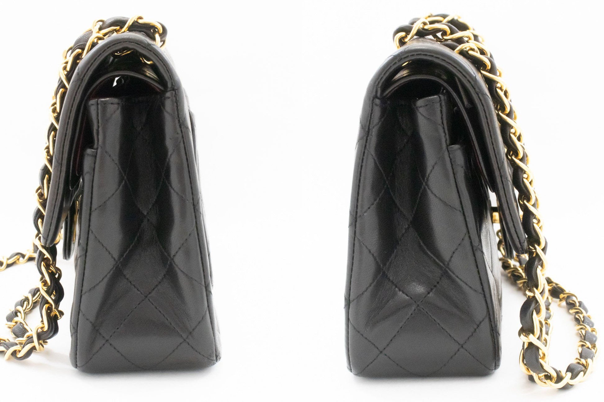 CHANEL Classic Double Flap 9" Chain Schoudertas Zwart Lamsleer ah3 hannari-shop
