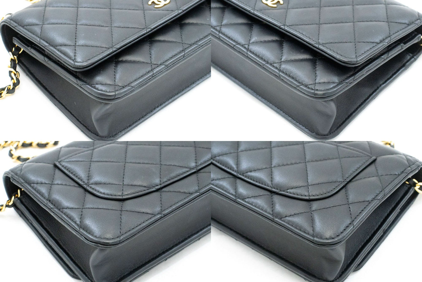 CHANEL Black Classic Wallet On Chain WOC Shoulder Bag Crossbody ae8 hannari-shop