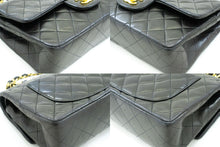 CHANEL Classic Double Flap 9" Chain Shoulder Bag Black Lambskin p90 hannari-shop