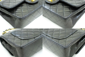CHANEL Classic Double Flap 9" Chain Shoulder Bag Black Lambskin p90 hannari-shop